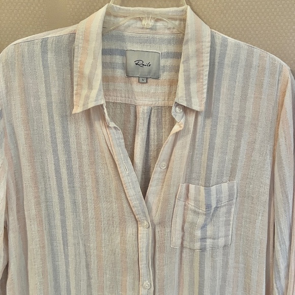 Rails Charli Barcelona Stripes Button Down Shirt Linen/Rayon Shimmer Sz L - Picture 6 of 8